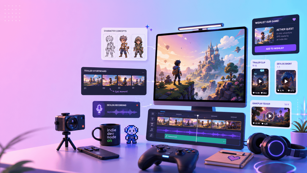 How Indie Game Developers Can Use AI Video for Trailers, Devlogs, and Game Marketing | VideoAny